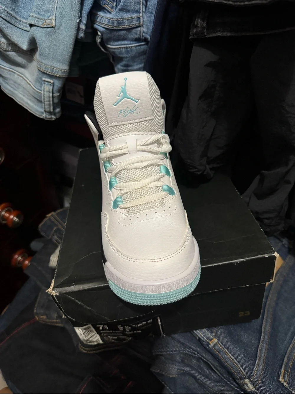 Jordan Youth Sneakers in White and Teal